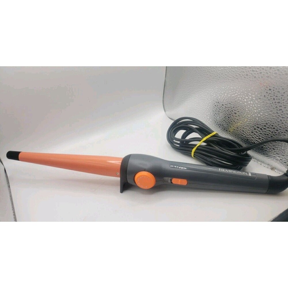 Remington Conical Slim Ceramic Hair Curling Iron Wand High Heat Orange .5"- 1"